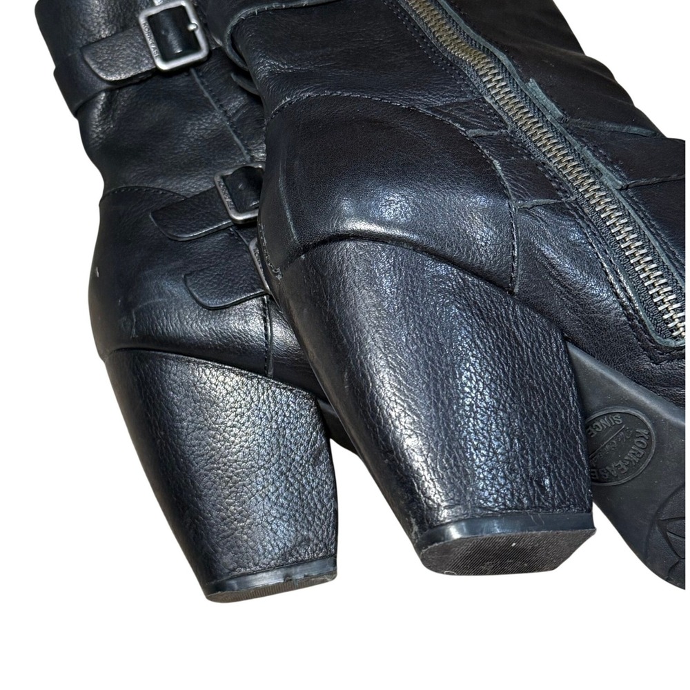 Kork-Ease‎ Leather Heel Triple Buckle Moto Biker Boots Western Revival Women 7 - Picture 9 of 14